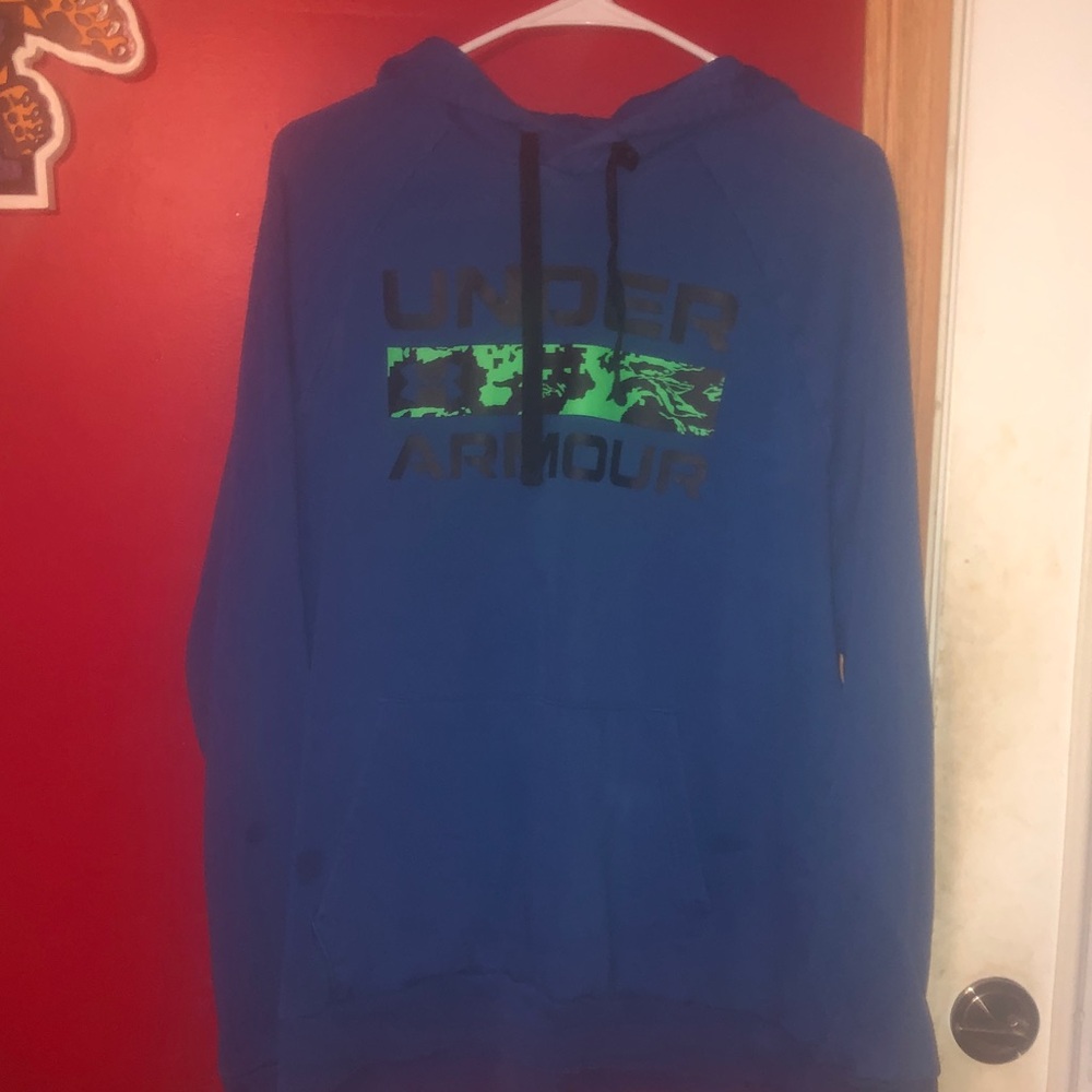 Under Armour Men's Blue and Green Hoodie